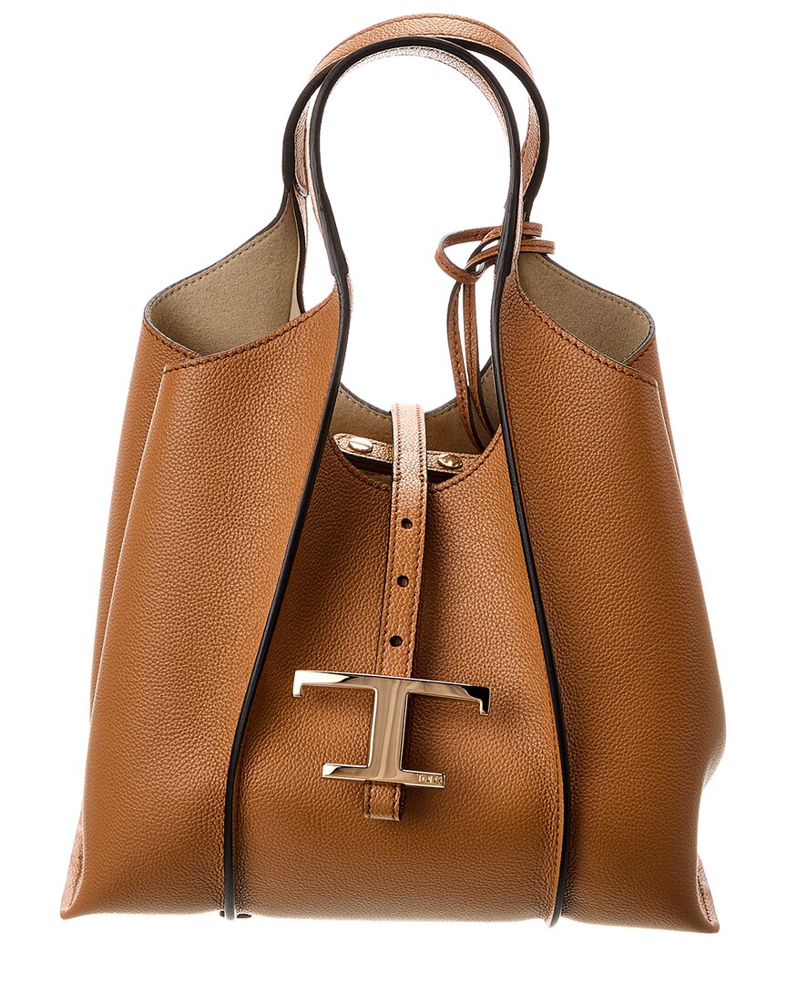 Tod’S T Timeless Mini Leather Tote, Brown