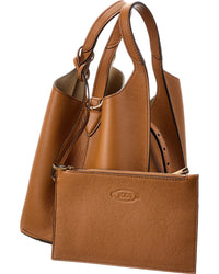 Tod’S T Timeless Mini Leather Tote, Brown