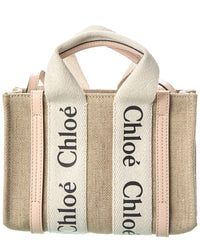 Chloé Chloé Woody Mini Canvas & Leather Tote