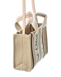 Chloé Chloé Woody Mini Canvas & Leather Tote