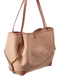 Chloé Chloé Clover Double Carry Leather-Trim Tote