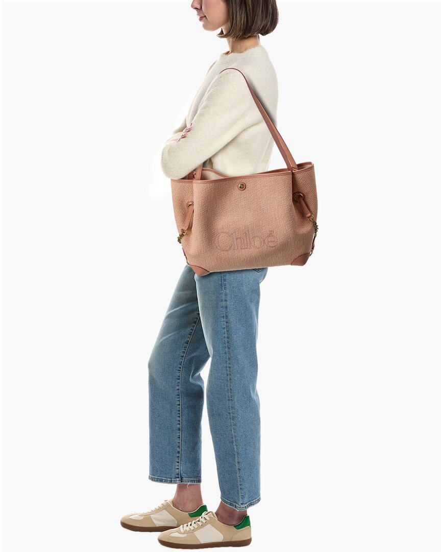 Chloé Chloé Clover Double Carry Leather-Trim Tote