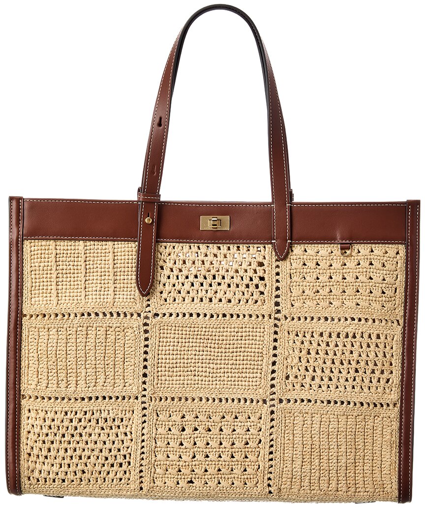 Anya Hindmarch Mortimer Patchwork Raffia & Leather Tote