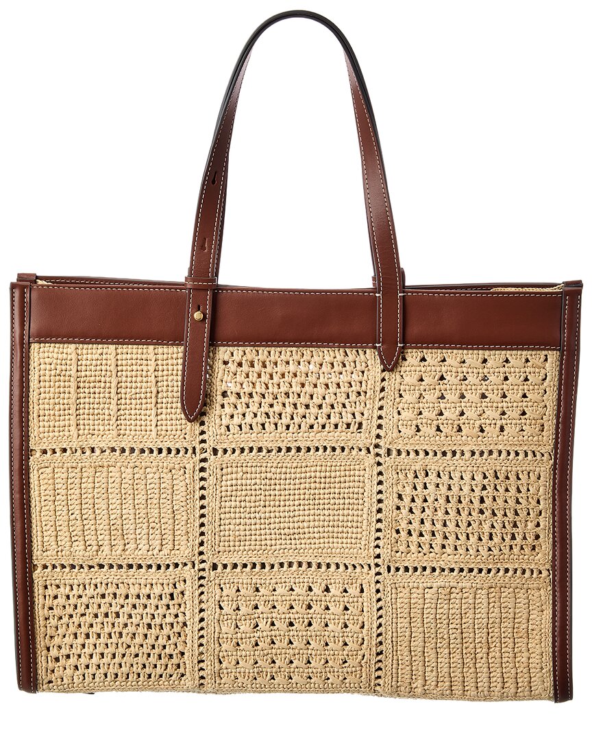 Anya Hindmarch Mortimer Patchwork Raffia & Leather Tote