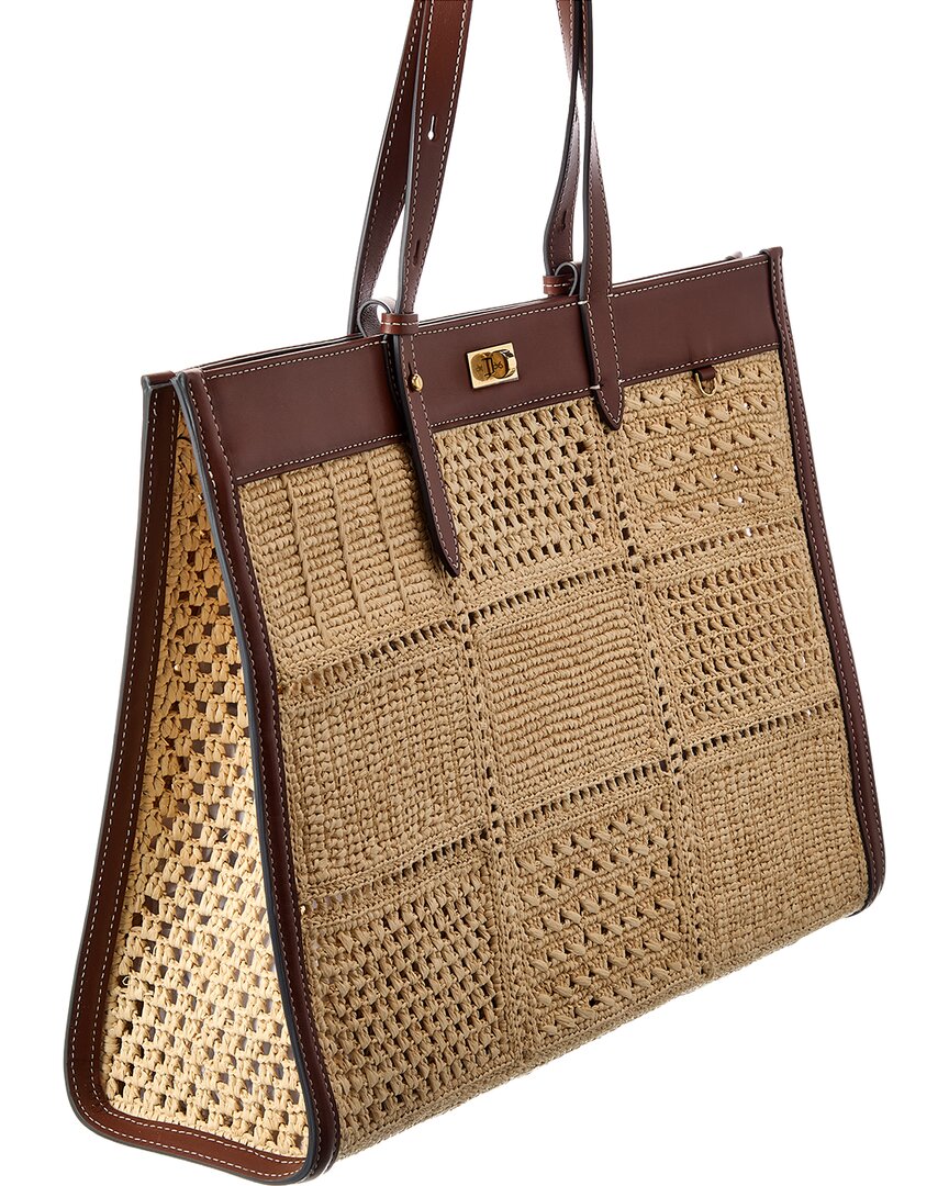 Anya Hindmarch Mortimer Patchwork Raffia & Leather Tote