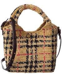 Burberry Burberry Margate Mini Check Raffia & Leather Tote