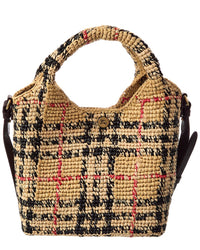 Burberry Burberry Margate Mini Check Raffia & Leather Tote