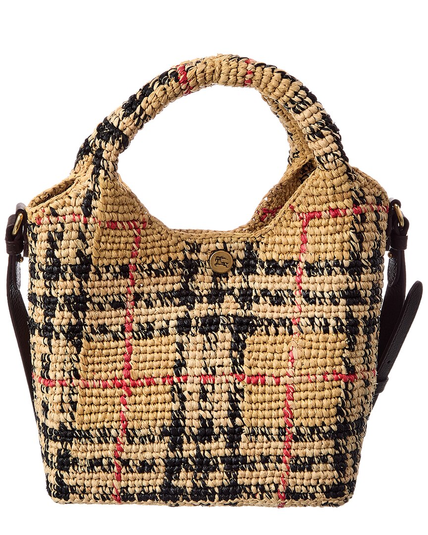 Burberry Burberry Margate Mini Check Raffia & Leather Tote