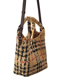 Burberry Burberry Margate Mini Check Raffia & Leather Tote
