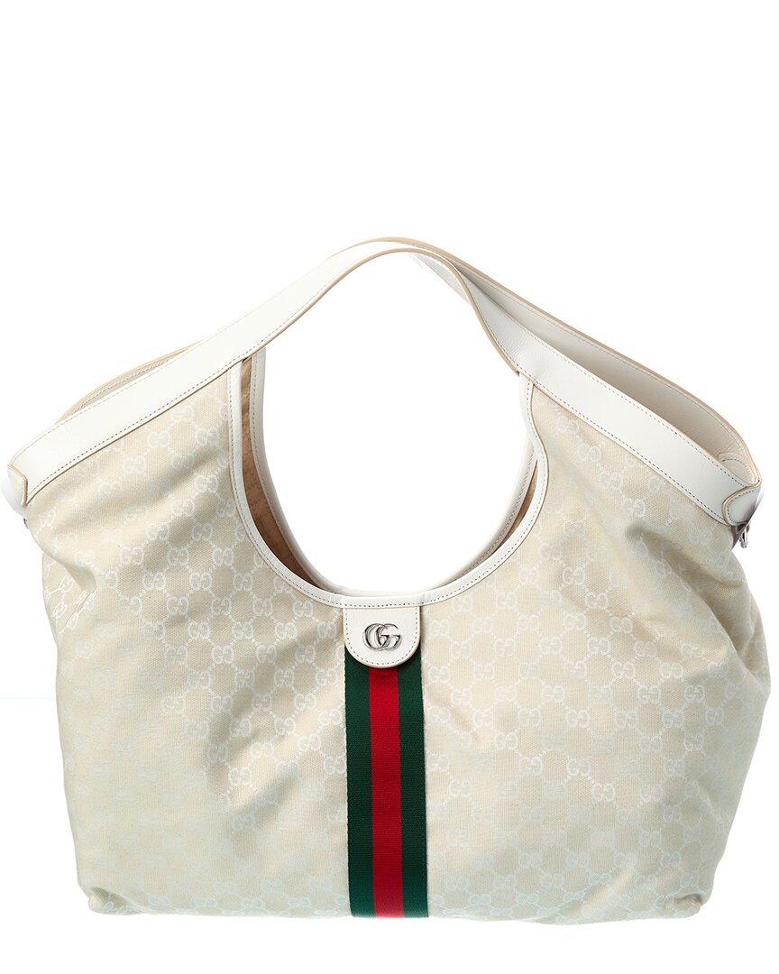 Gucci Giglio Large Gg Canvas & Leather Tote