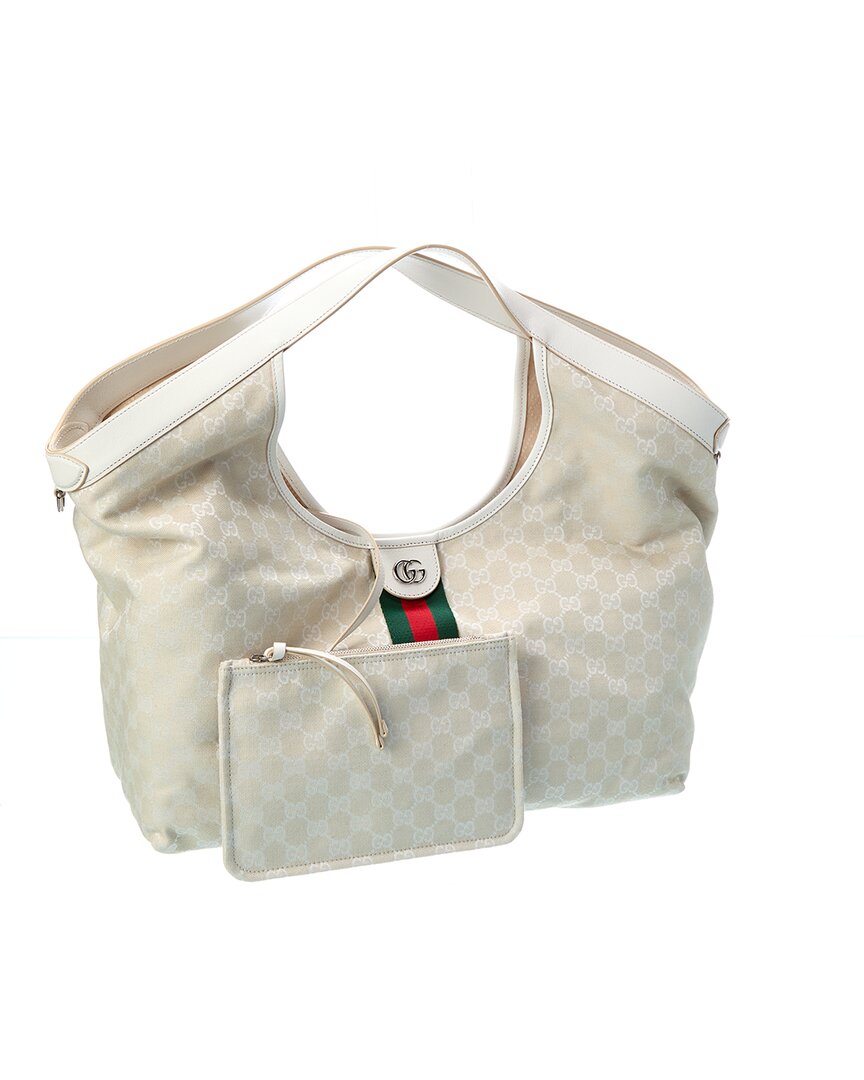 Gucci Giglio Large Gg Canvas & Leather Tote