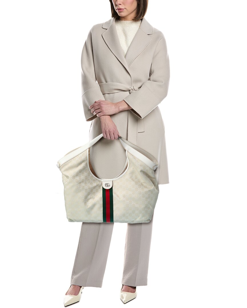 Gucci Giglio Large Gg Canvas & Leather Tote