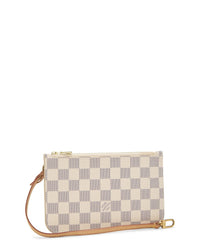 Pre-Owned Louis Vuitton White Damier Azur Neverfull Nm Pouch Pm (Authentic Pre-Loved)