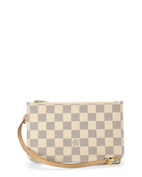 Pre-Owned Louis Vuitton White Damier Azur Neverfull Nm Pouch Pm (Authentic Pre-Loved)