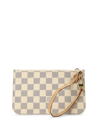 Pre-Owned Louis Vuitton White Damier Azur Neverfull Nm Pouch Pm (Authentic Pre-Loved)