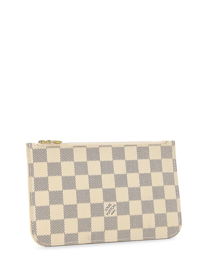 Pre-Owned Louis Vuitton White Damier Azur Neverfull Nm Pouch Pm (Authentic Pre-Loved)