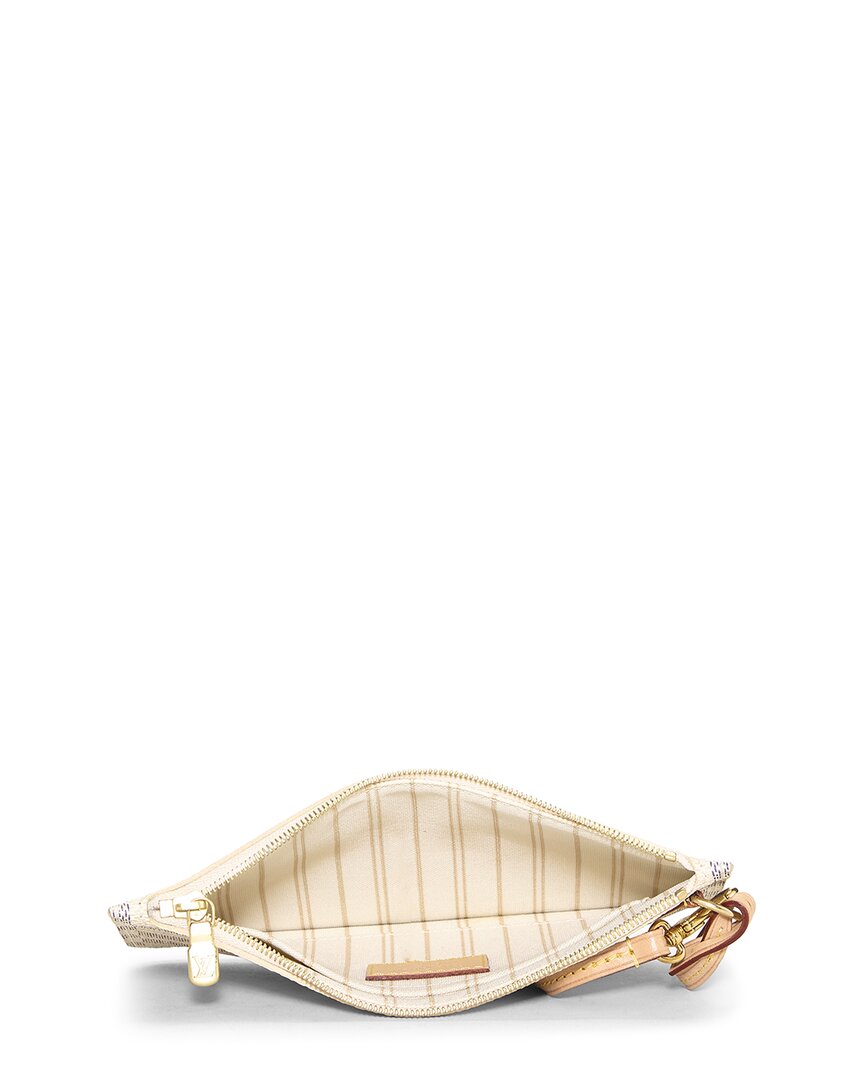 Pre-Owned Louis Vuitton White Damier Azur Neverfull Nm Pouch Pm (Authentic Pre-Loved)