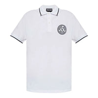 Versace Jeans Couture White Mens Polo Shirt with Black Logo Embroidery