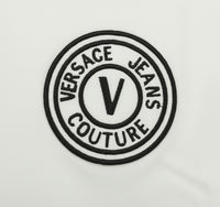 Versace Jeans Couture White Mens Polo Shirt with Black Logo Embroidery
