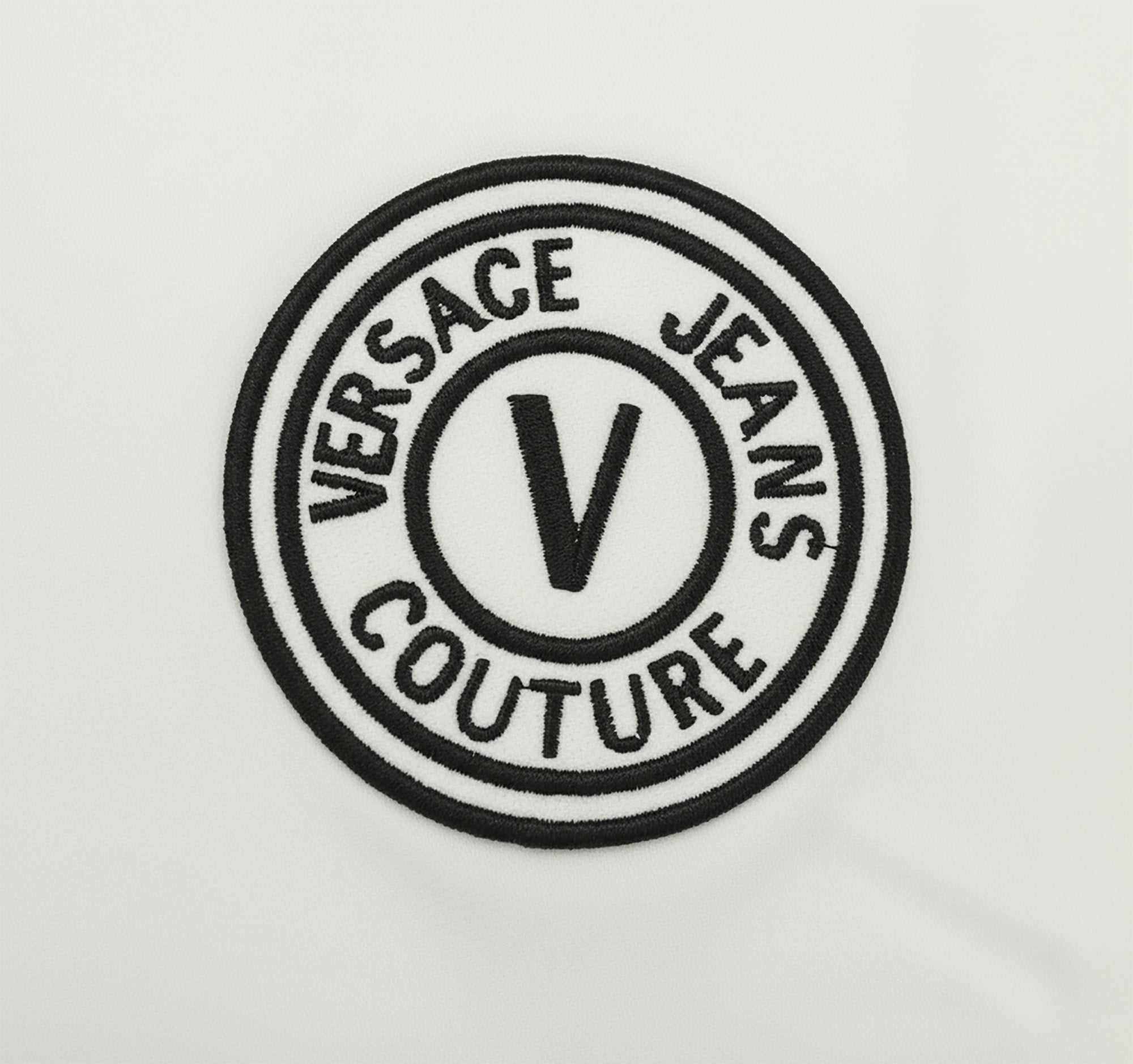 Versace Jeans Couture White Mens Polo Shirt with Black Logo Embroidery