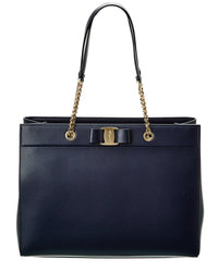 Ferragamo Vara Bow Double Handle Leather Tote