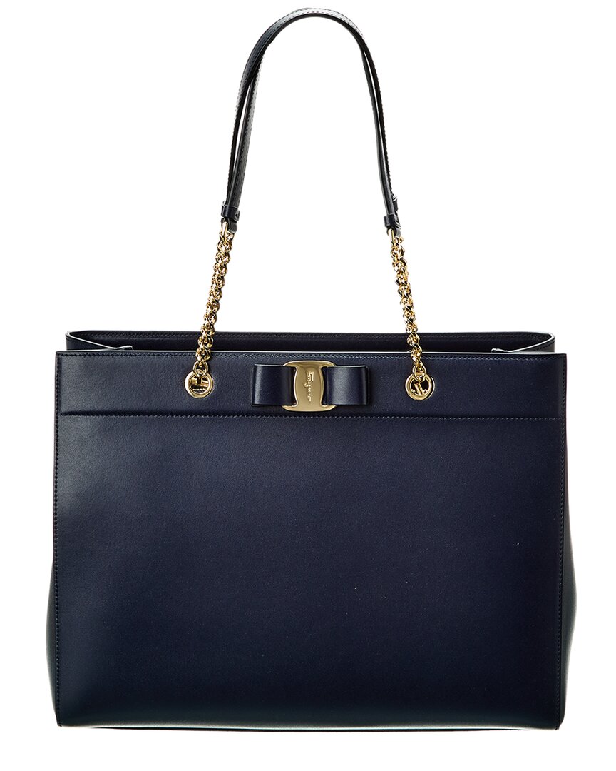 Ferragamo Vara Bow Double Handle Leather Tote