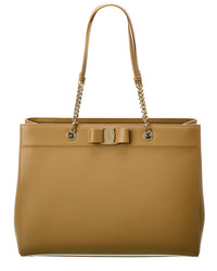 Ferragamo Vara Bow Double Handle Leather Tote