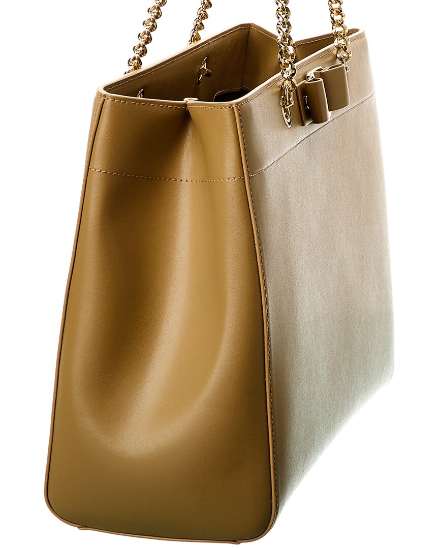 Ferragamo Vara Bow Double Handle Leather Tote