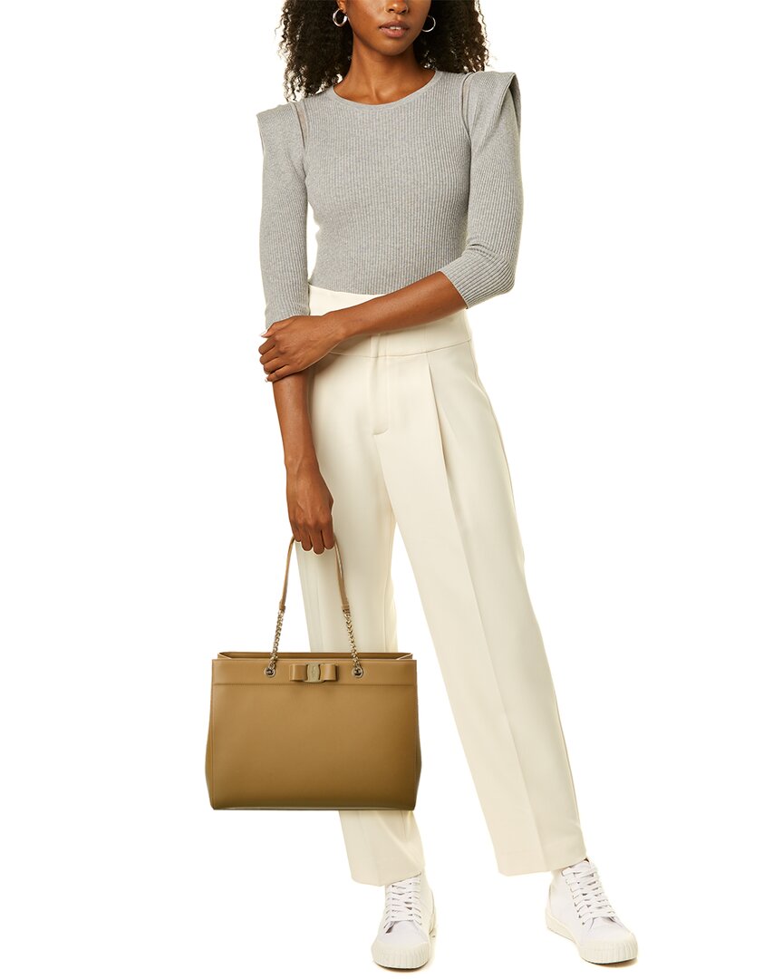 Ferragamo Vara Bow Double Handle Leather Tote