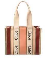 Chloé Woody Medium Canvas & Leather Tote