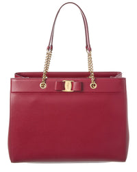 Ferragamo Vara Bow Double Handle Leather Tote