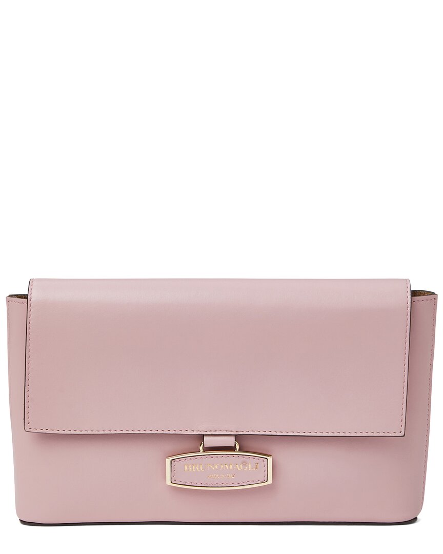 Bruno Magli Stella Leather Clutch Crossbody Pink ONE SIZE