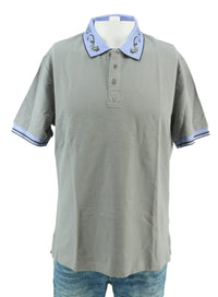 Versace Jeans Couture Ice Grey Mens Polo Shirt with Baroque Collar Detail