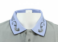 Versace Jeans Couture Ice Grey Mens Polo Shirt with Baroque Collar Detail