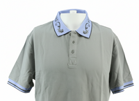 Versace Jeans Couture Ice Grey Mens Polo Shirt with Baroque Collar Detail