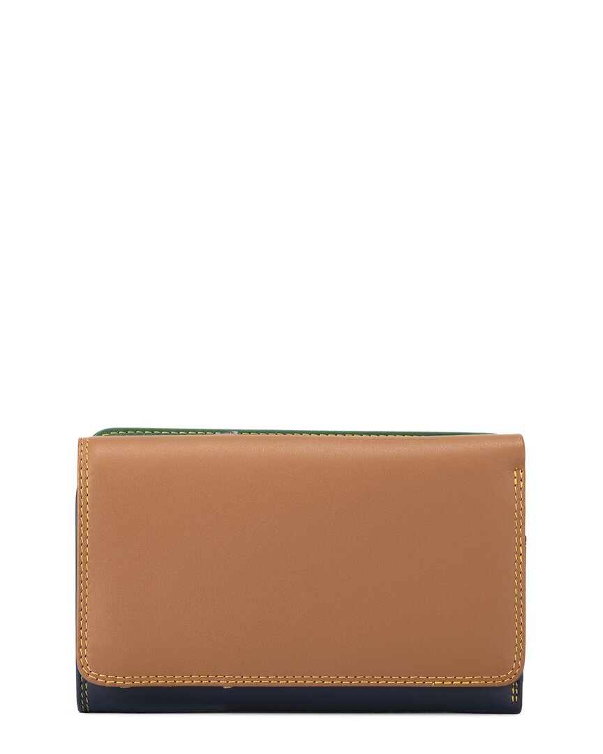 Mywalit Medium Leather Tri-Fold Outer Zip Purse Multi