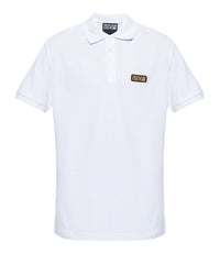 Versace Jeans Couture White Mens Polo Shirt With Metal Logo Detail