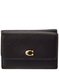 Coach Essential Mini Leather Trifold Wallet ONE SIZE Black