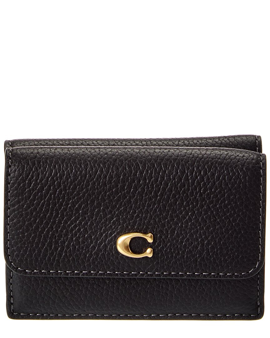 Coach Essential Mini Leather Trifold Wallet ONE SIZE Black