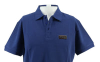 Versace Jeans Couture Steel Blue Mens Polo Shirt With Metal Logo Detail
