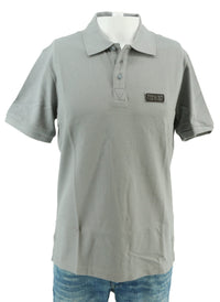 Versace Jeans Couture Ice Grey Mens Polo Shirt With Metal Logo Detail