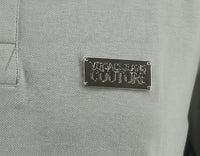 Versace Jeans Couture Ice Grey Mens Polo Shirt With Metal Logo Detail