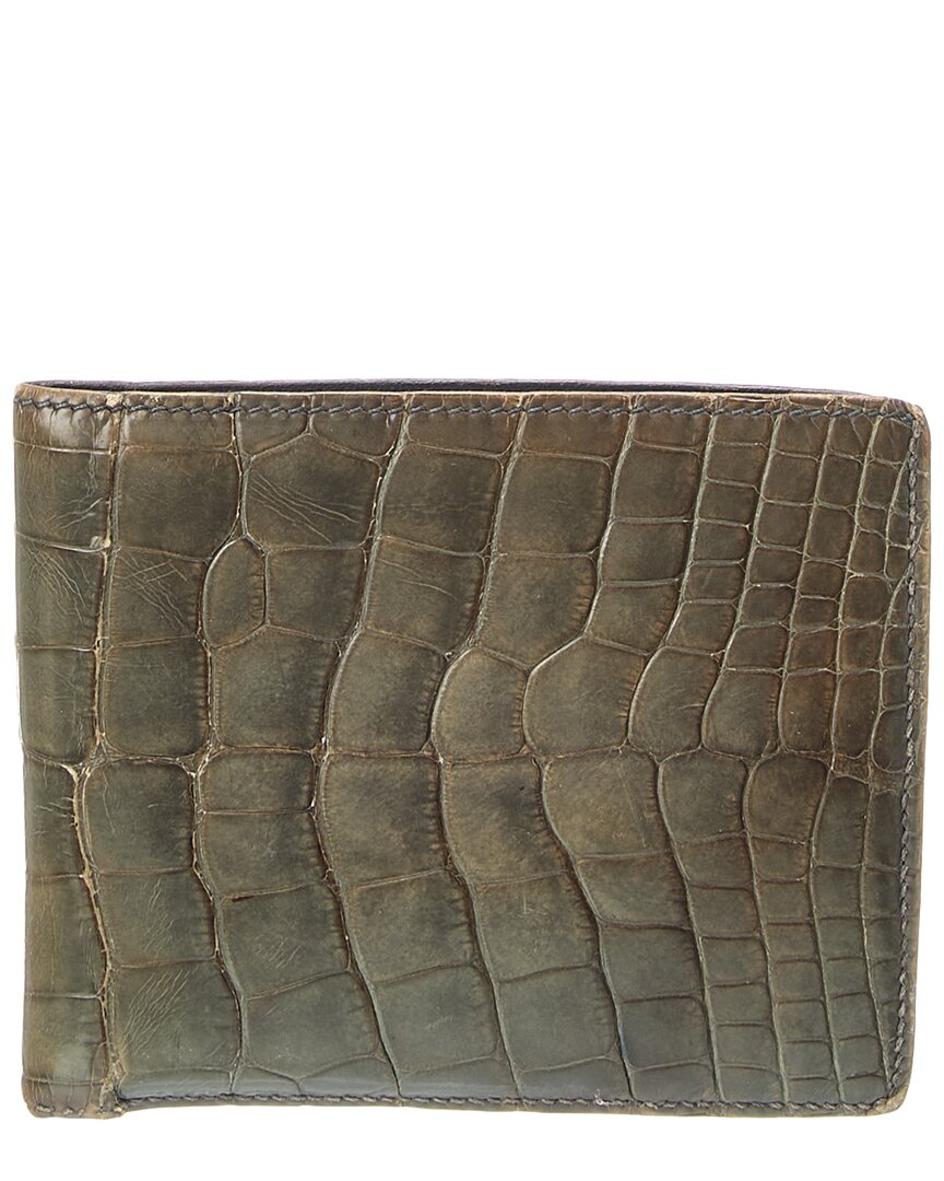 Hermès Green Shiny Alligator Mc2 Copernic Compact Wallet (Authentic Pre-Loved)