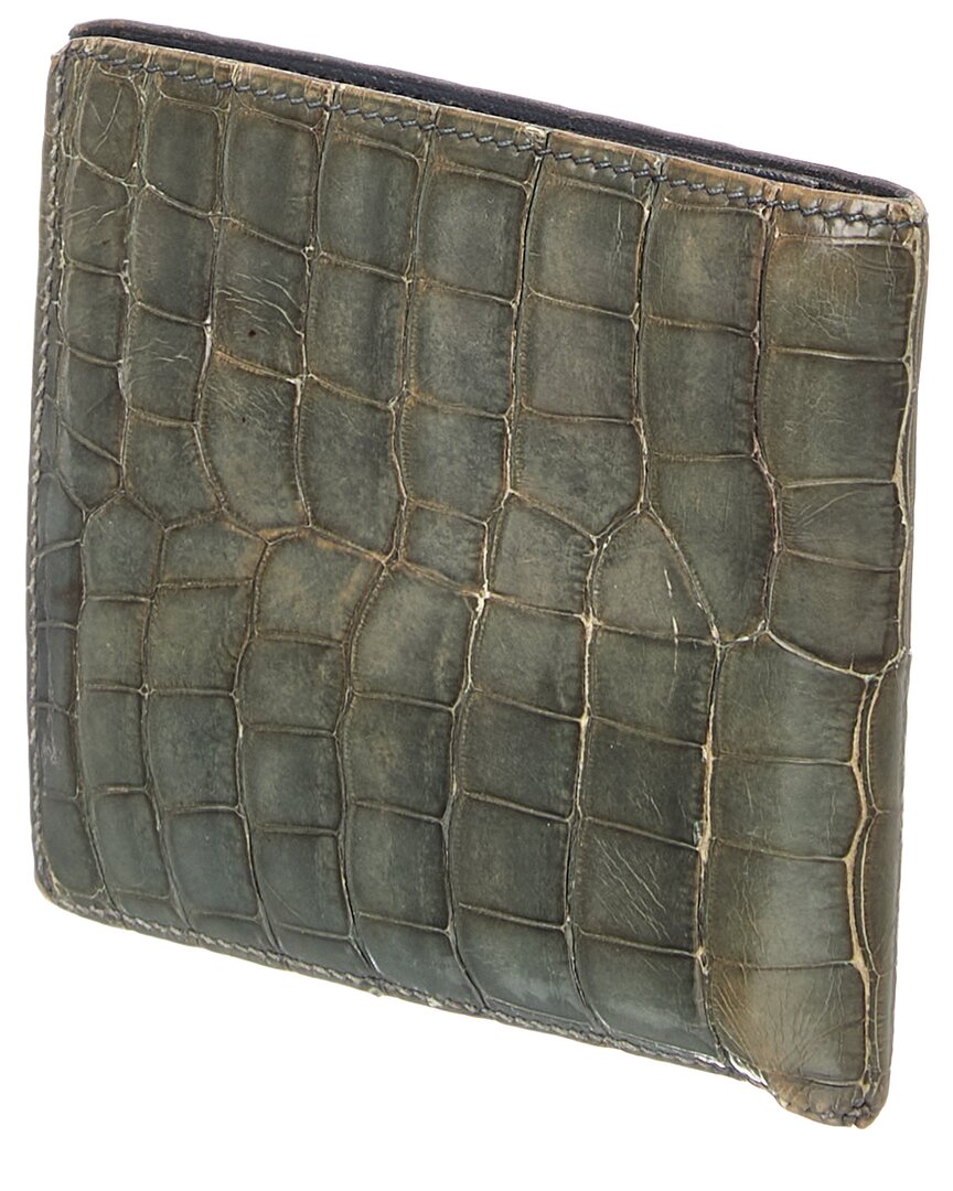 Hermès Green Shiny Alligator Mc2 Copernic Compact Wallet (Authentic Pre-Loved)