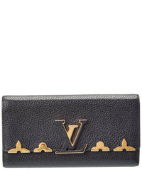 Louis Vuitton Black Lv Taurillon Leather Embellished Capucines Long Wallet