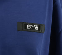 Versace Jeans Couture Steel Blue Mens Polo Shirt with Minimalist Chest Patch