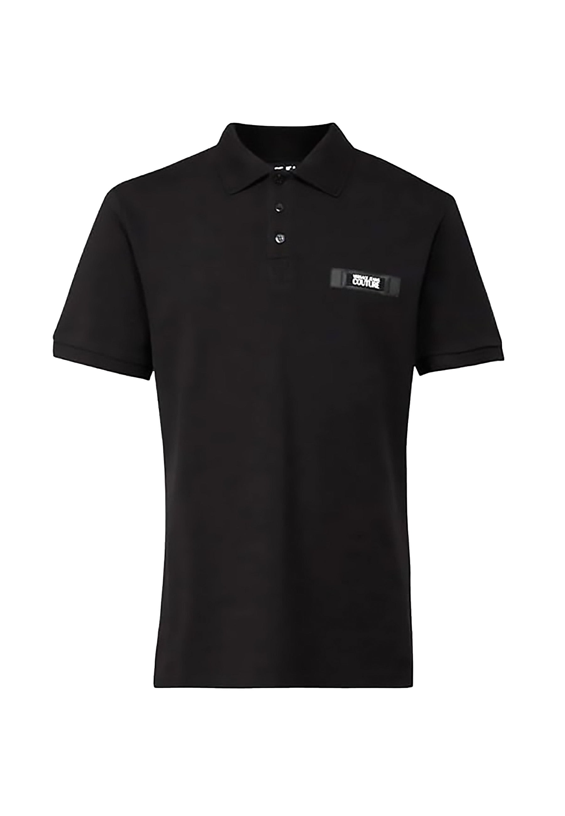 Versace Jeans Couture Black Mens Piqué Polo Shirt with Patch Detail