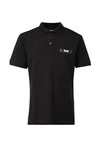 Versace Jeans Couture Black Mens Piqué Polo Shirt with Patch Detail