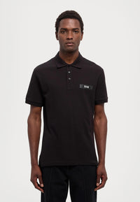 Versace Jeans Couture Black Mens Piqué Polo Shirt with Patch Detail