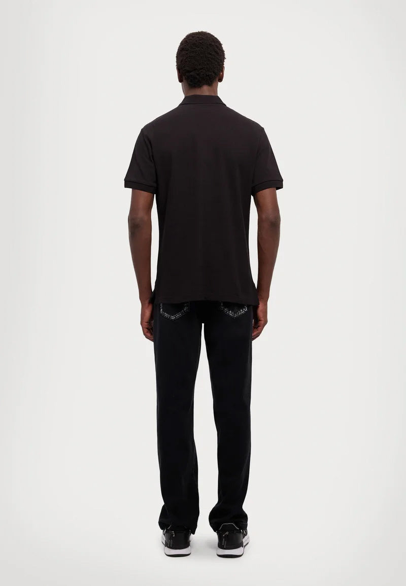 Versace Jeans Couture Black Mens Piqué Polo Shirt with Patch Detail